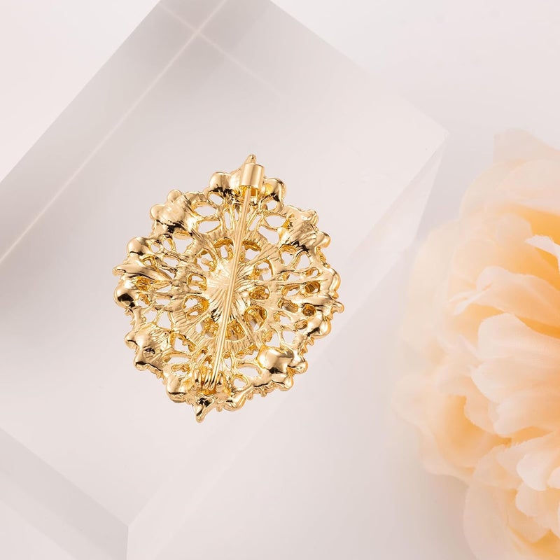 LAXPICOL Vintage Clear Austrian Crystal Brooch Pin for Women Elegant Wedding Bridal Brooches Broach Pin 1.69"*1.39" - Image 5